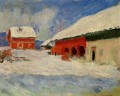 Casas rojas en Bjornegaard en la nieve Noruega Claude Monet